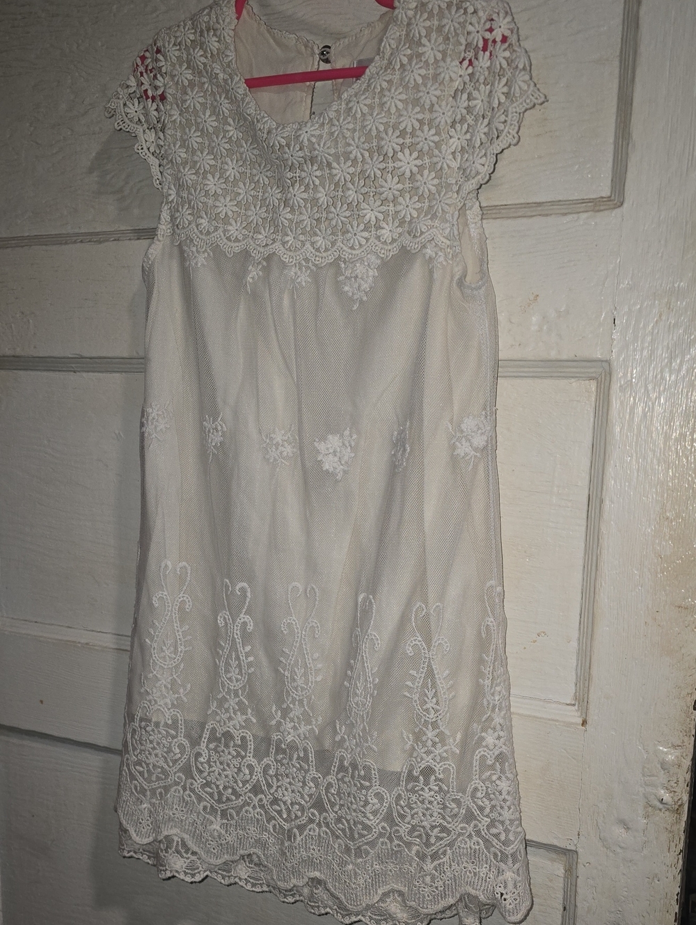 Sixpence Boutique Off White Crochet Lace Girls' Summer Dress Vintage
